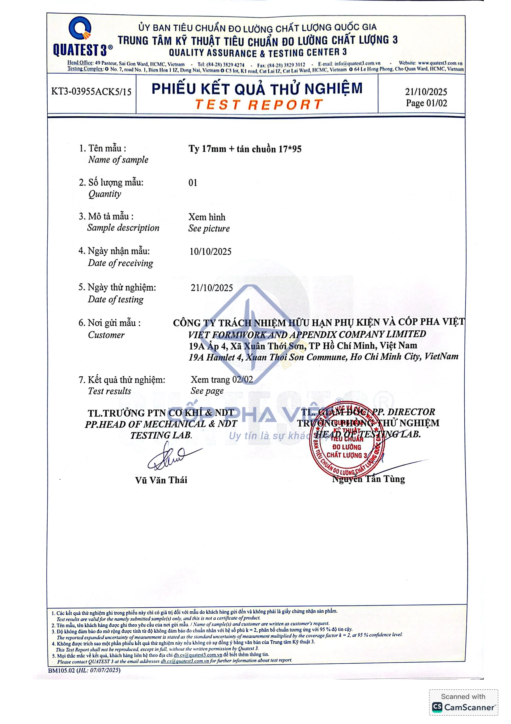 Test Lực Kéo Ty Ren 17 - Trang 1