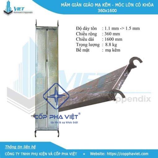 Mâm giàn giáo mạ kẽm có khóa nặng 8.8 kg