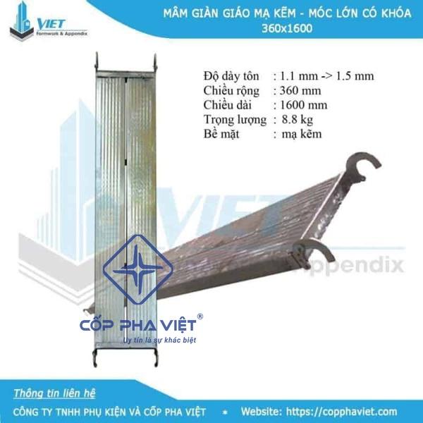 Mâm giàn giáo mạ kẽm có khóa nặng 8.8 kg