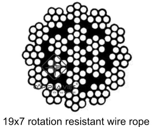 cáp thép chống xoắn 19x7