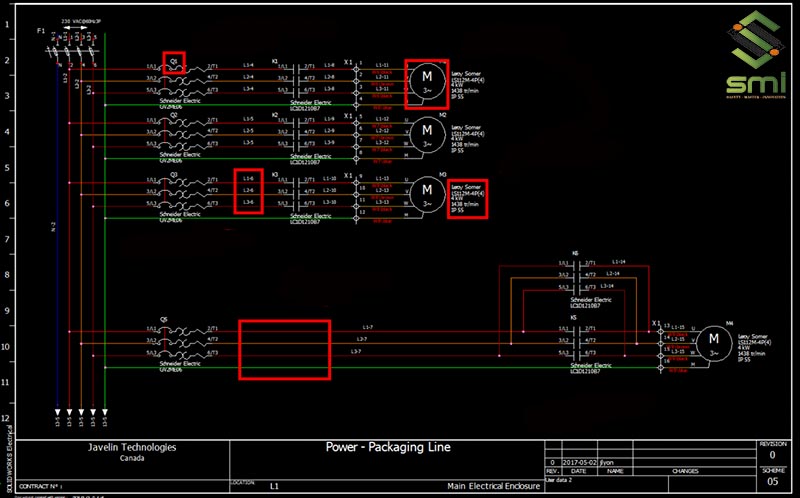 Bản vẽ CAD mẫu của một hệ thống điện