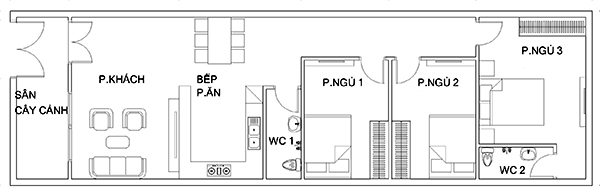 bản vẽ nhà cấp 4 5x20 trệt 6