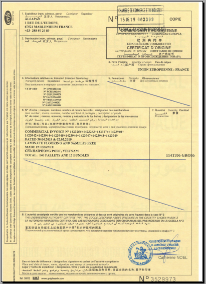giấy chứng nhận xuất xứ CO