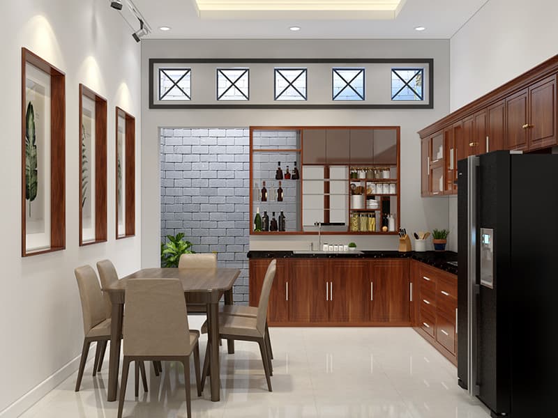 Nội thất phòng bếp tiện sử dụng và phù hợp với diện tích phòng
