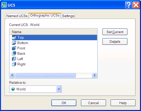 Orthographic UCSs TAB