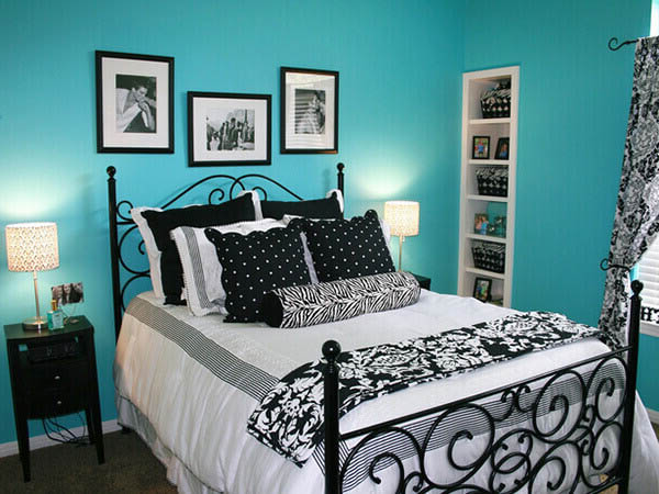 phòng ngủ màu xanh ngọc