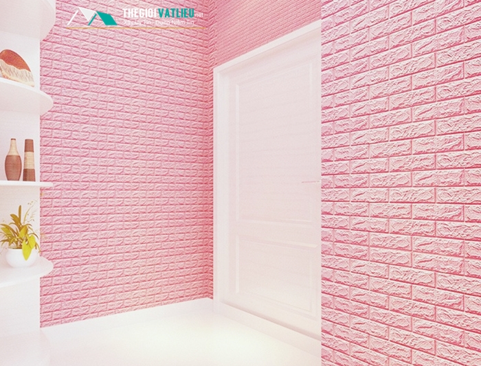 xốp dán tường màu hồng